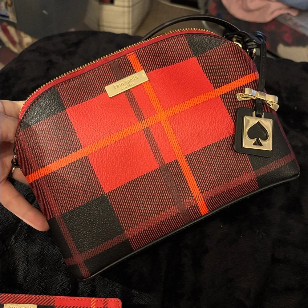 Kate Spade Hanna red Plaid Crossbody Bag